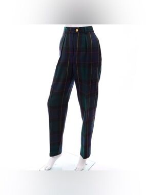 ESCADA by Margaretha Ley Plaid Green Blue Pants